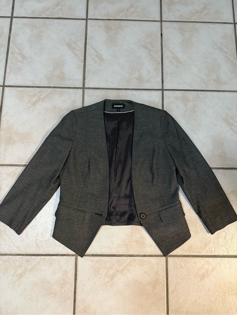 Express Women's Dark Gray Open-Front Tailored Blazer